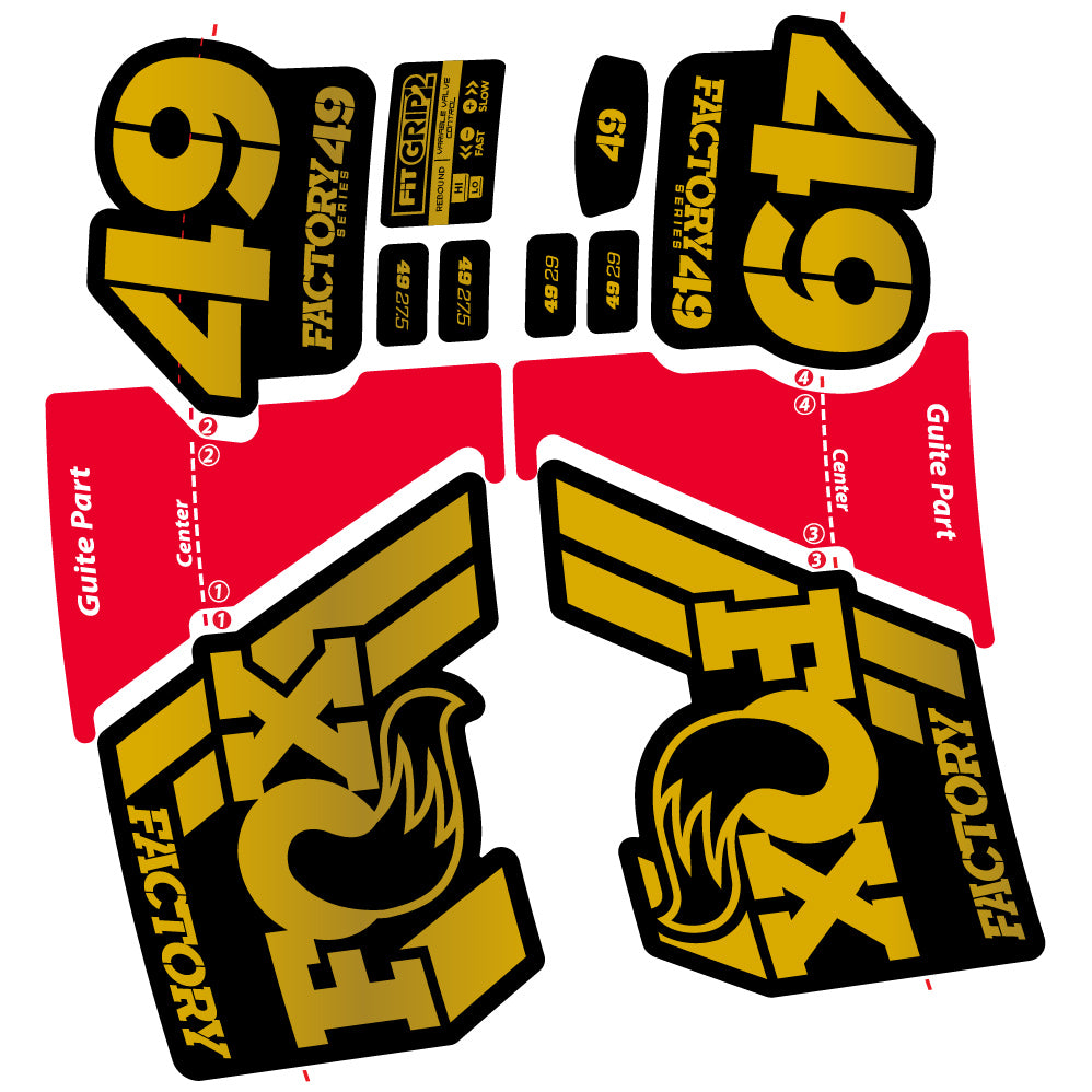 Aufkleber Fox 49 Factory 2019, Fahrradgabel, Sticker Vinyl