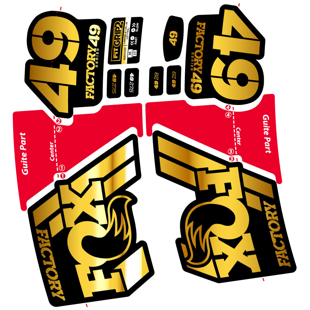 Aufkleber Fox 49 Factory 2019, Fahrradgabel, Sticker Vinyl