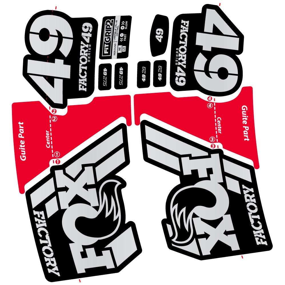 Aufkleber Fox 49 Factory 2019, Fahrradgabel, Sticker Vinyl