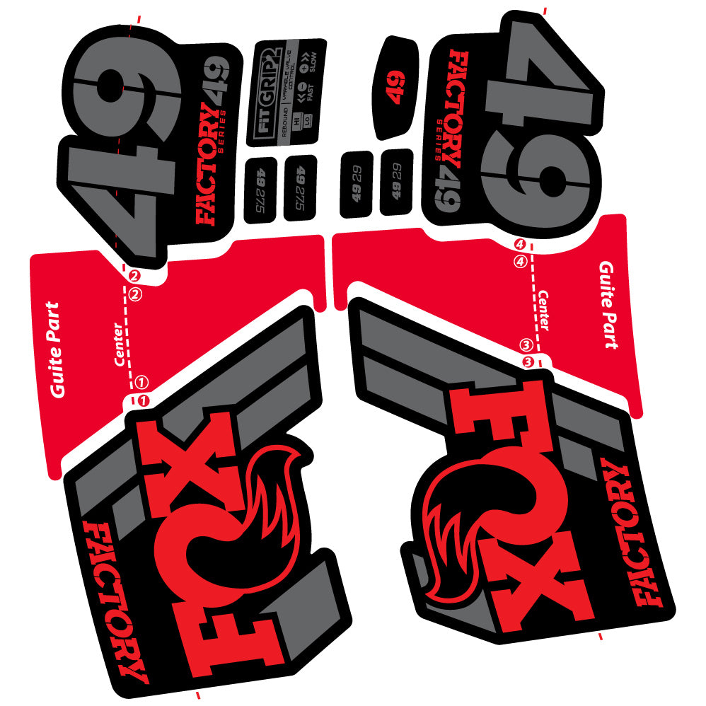 Aufkleber Fox 49 Factory 2019, Fahrradgabel, Sticker Vinyl