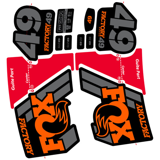 Aufkleber Fox 49 Factory 2019, Fahrradgabel, Sticker Vinyl