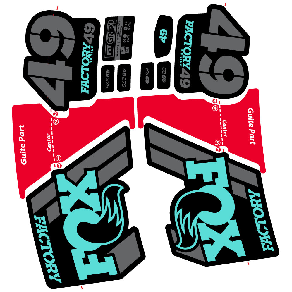 Aufkleber Fox 49 Factory 2019, Fahrradgabel, Sticker Vinyl