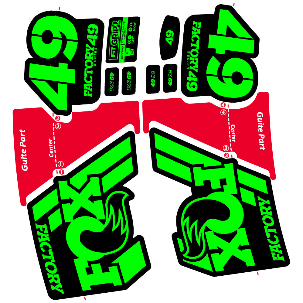 Aufkleber Fox 49 Factory 2019, Fahrradgabel, Sticker Vinyl