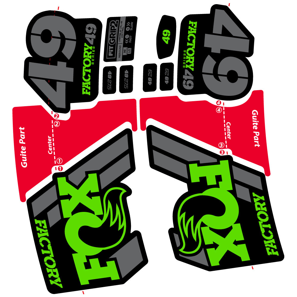 Aufkleber Fox 49 Factory 2019, Fahrradgabel, Sticker Vinyl