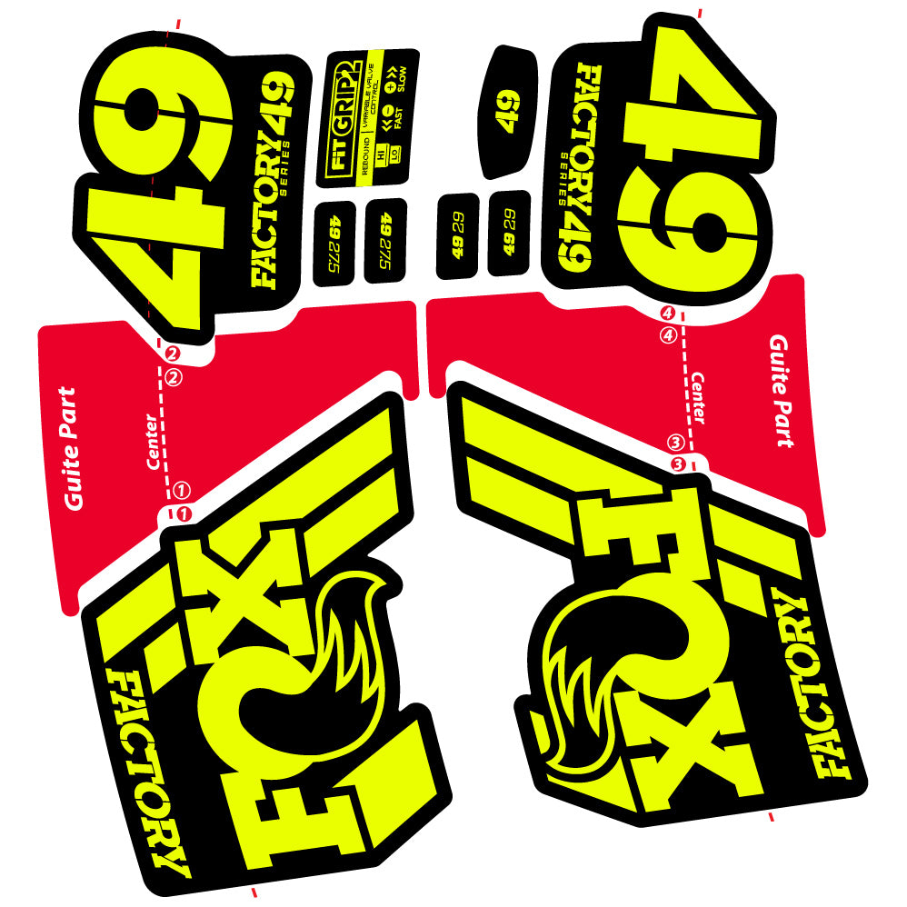 Aufkleber Fox 49 Factory 2019, Fahrradgabel, Sticker Vinyl