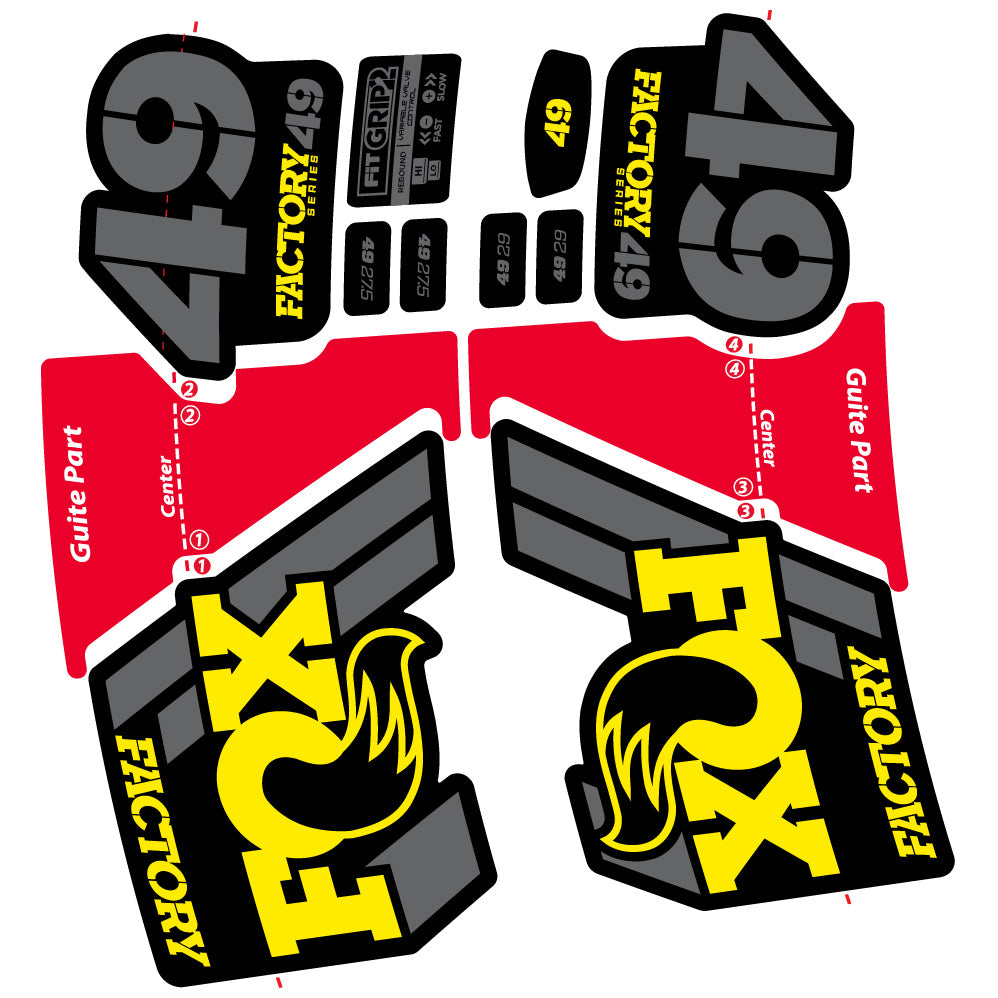 Aufkleber Fox 49 Factory 2019, Fahrradgabel, Sticker Vinyl
