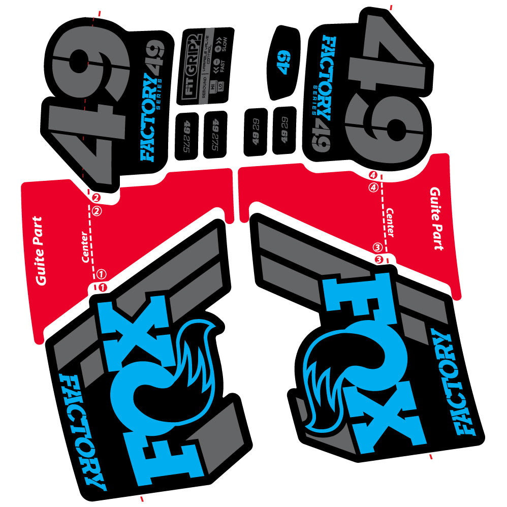 Aufkleber Fox 49 Factory 2019, Fahrradgabel, Sticker Vinyl