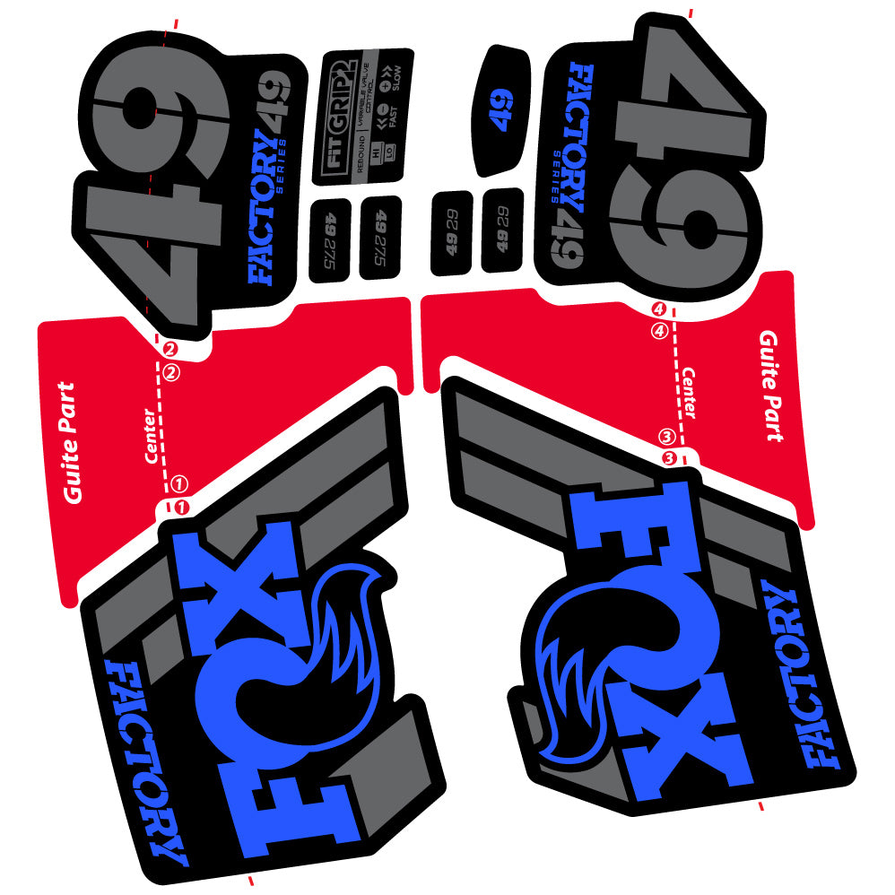 Aufkleber Fox 49 Factory 2019, Fahrradgabel, Sticker Vinyl