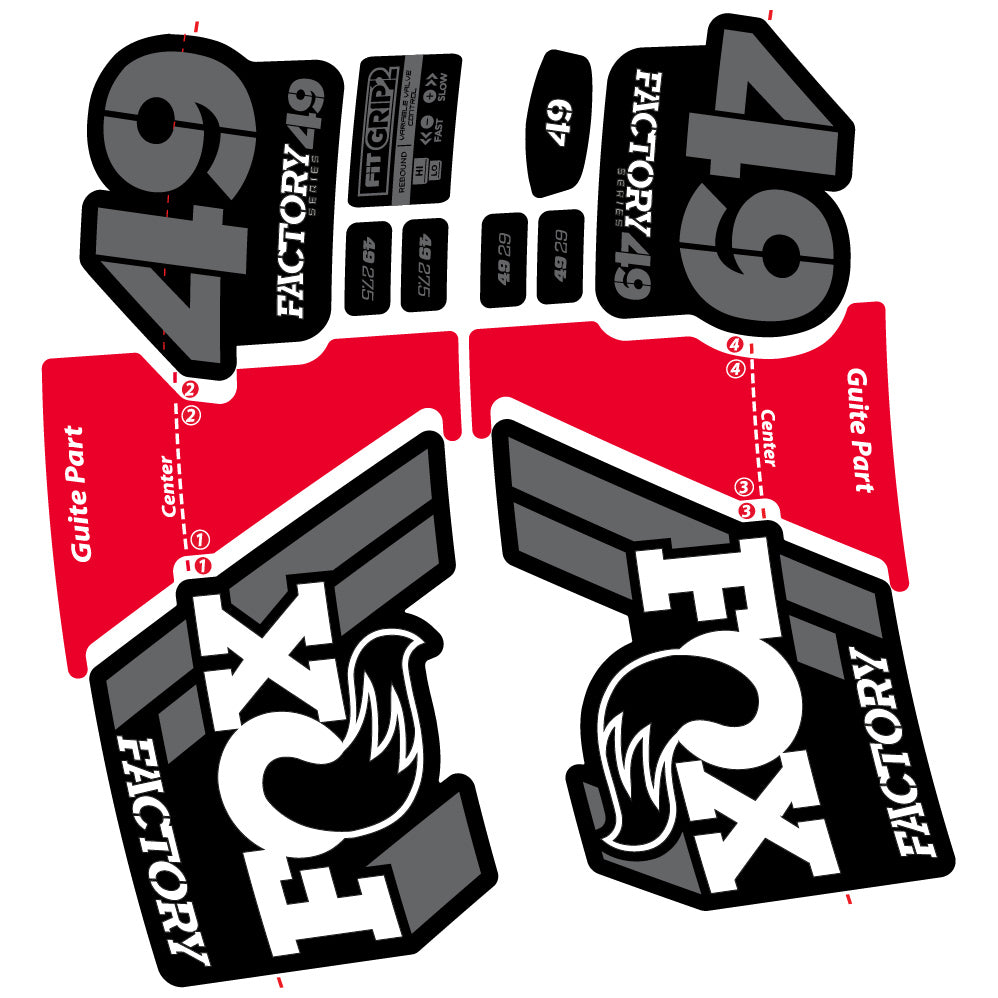 Aufkleber Fox 49 Factory 2019, Fahrradgabel, Sticker Vinyl