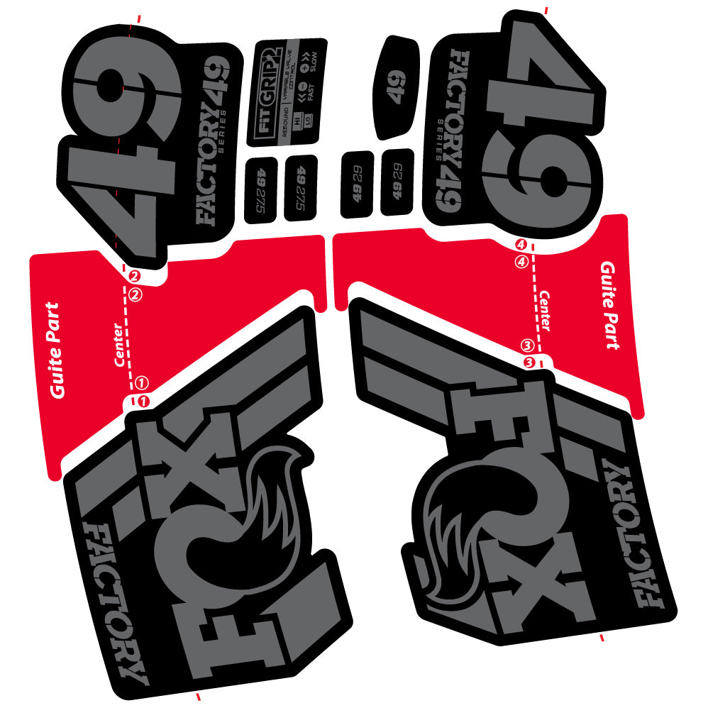 Aufkleber Fox 49 Factory 2019, Fahrradgabel, Sticker Vinyl