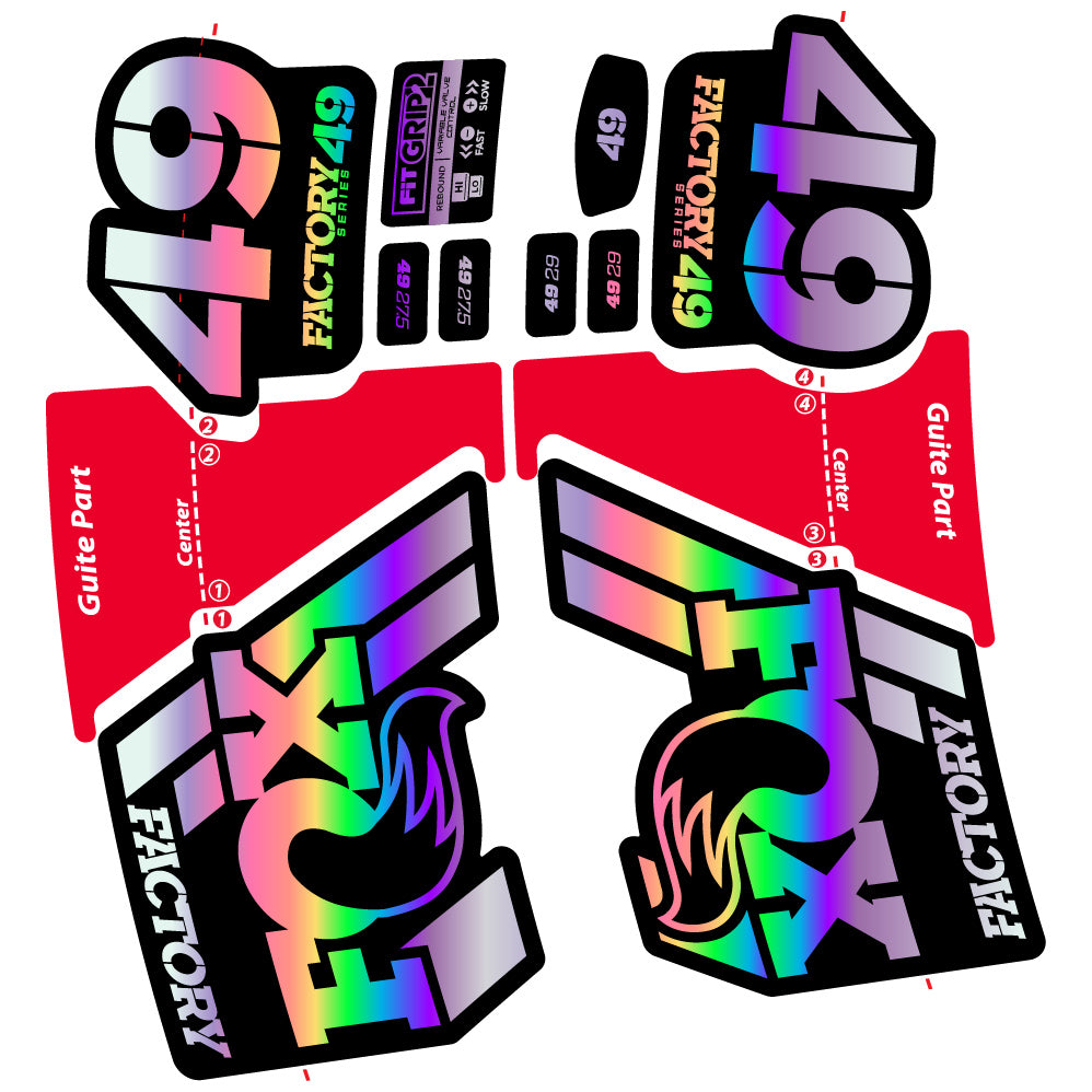 Aufkleber Fox 49 Factory 2019, Fahrradgabel, Sticker Vinyl