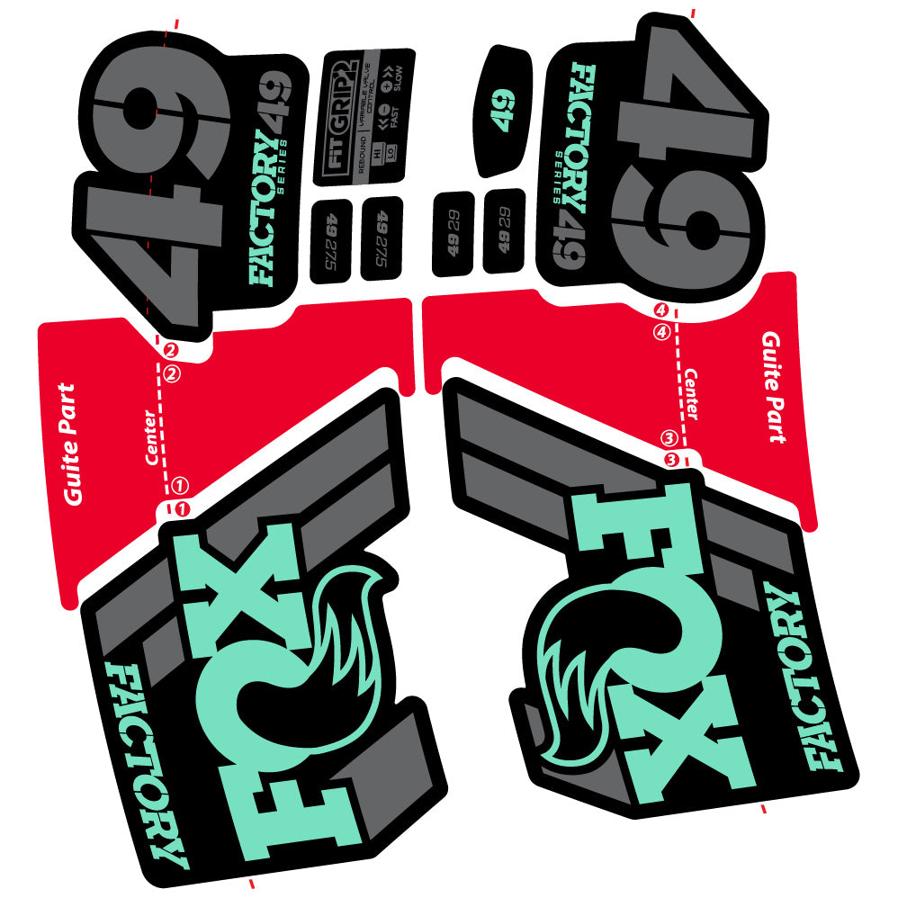 Aufkleber Fox 49 Factory 2019, Fahrradgabel, Sticker Vinyl
