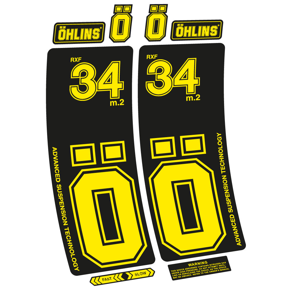 Aufkleber Ohlins RXF 34 M.2, Fahrradgabel, Sticker Vinyl