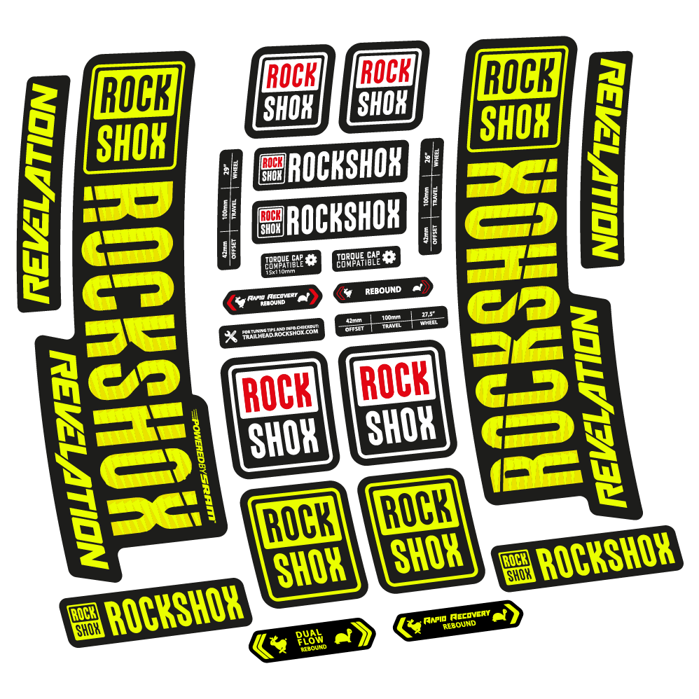 Aufkleber Rock Shox Revelation 2018, Fahrradgabel, Vinyl-Aufkleber