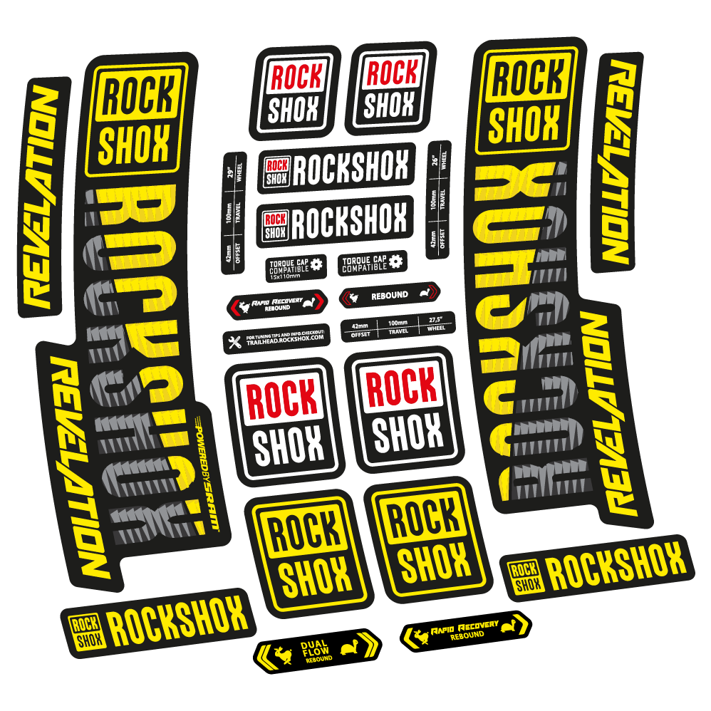 Aufkleber Rock Shox Revelation 2018, Fahrradgabel, Vinyl-Aufkleber