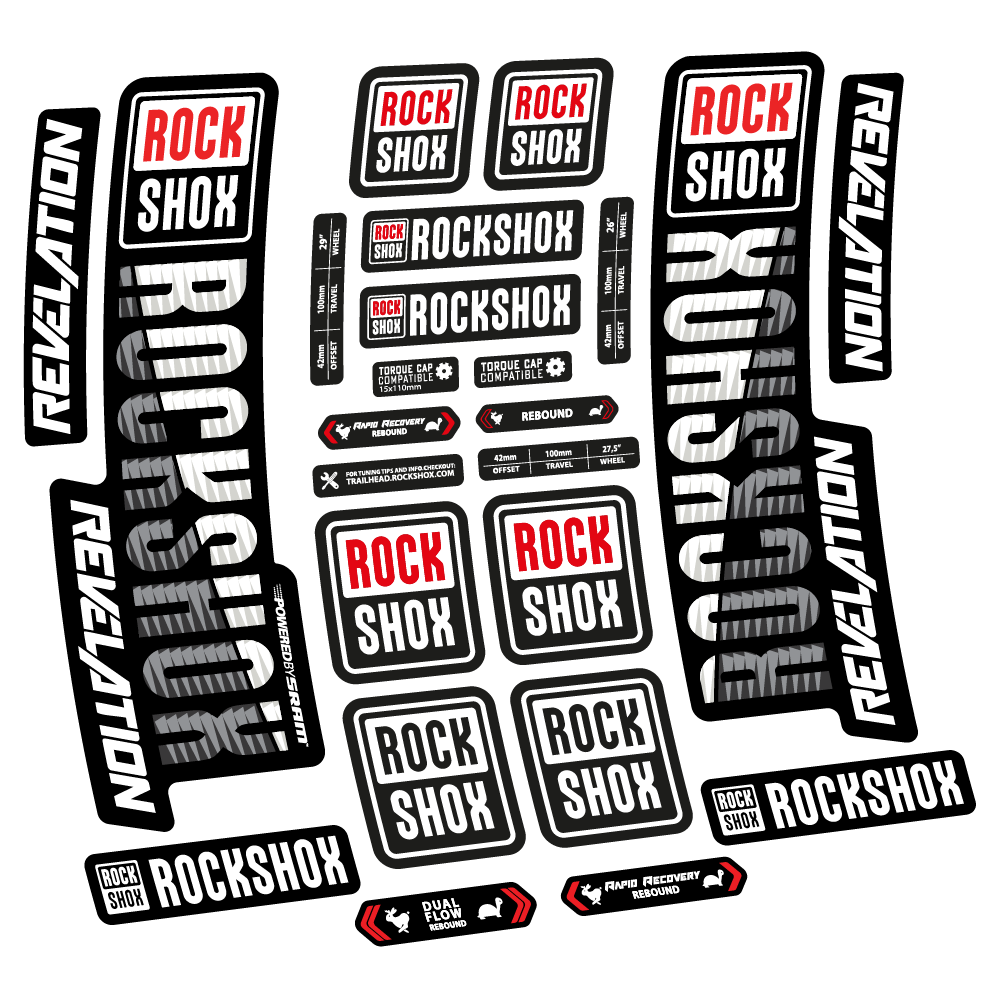 Aufkleber Rock Shox Revelation 2018, Fahrradgabel, Vinyl-Aufkleber
