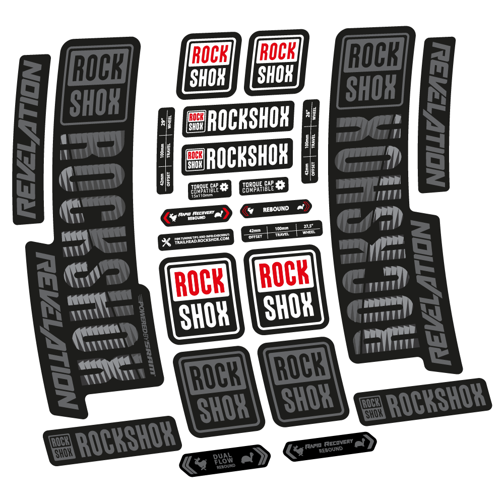 Aufkleber Rock Shox Revelation 2018, Fahrradgabel, Vinyl-Aufkleber