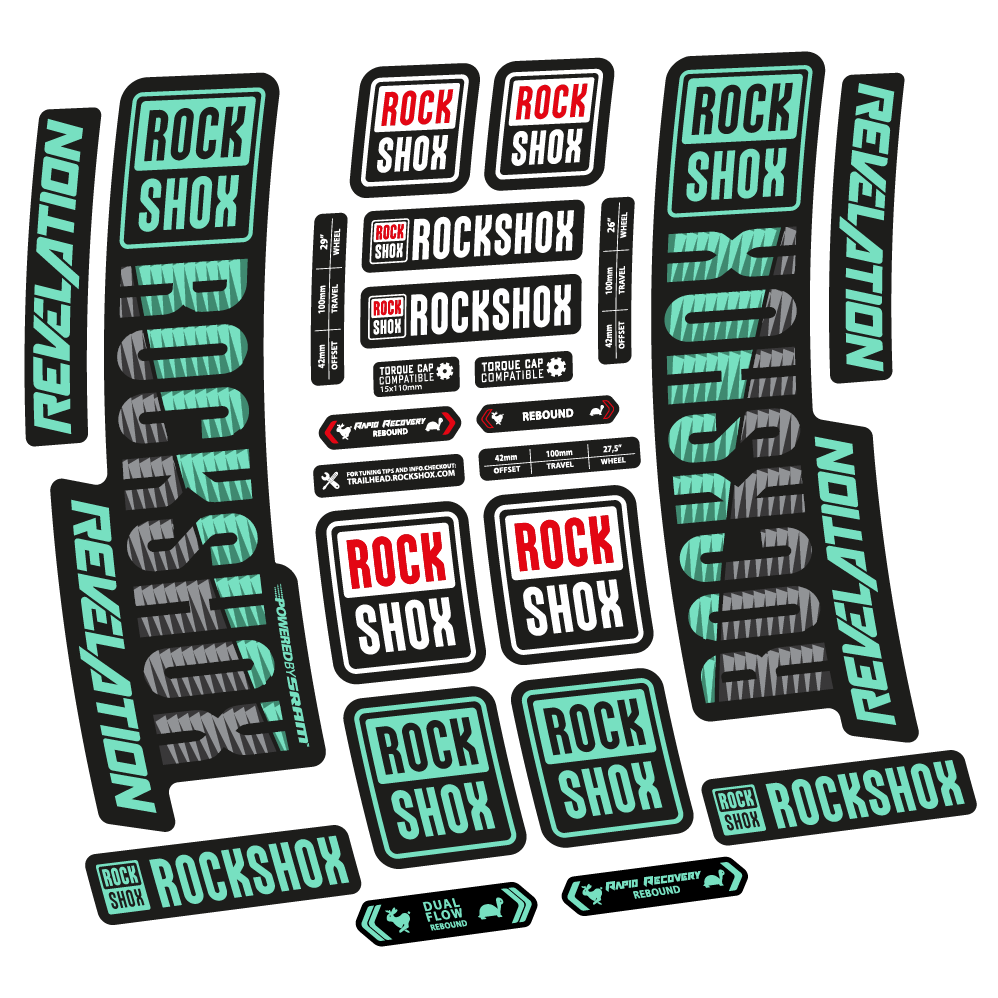 Aufkleber Rock Shox Revelation 2018, Fahrradgabel, Vinyl-Aufkleber