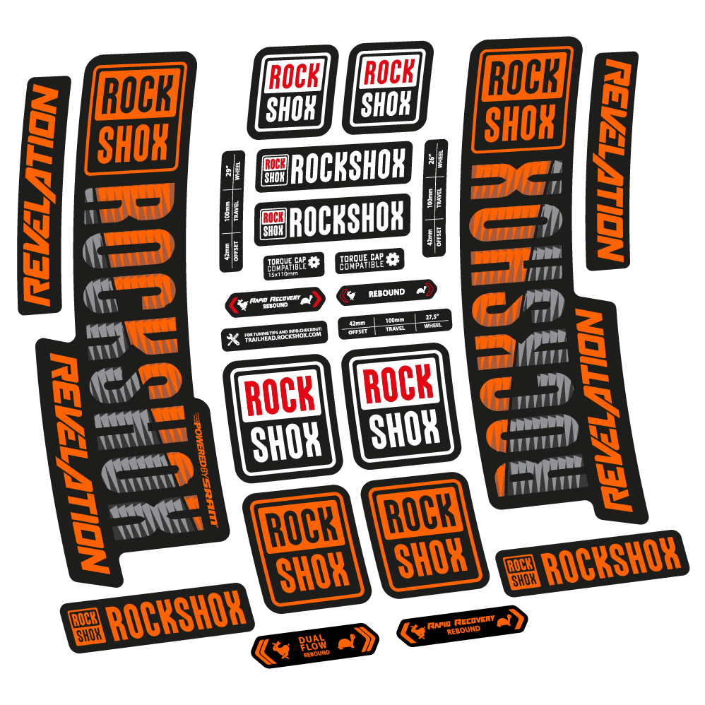 Aufkleber Rock Shox Revelation 2018, Fahrradgabel, Vinyl-Aufkleber