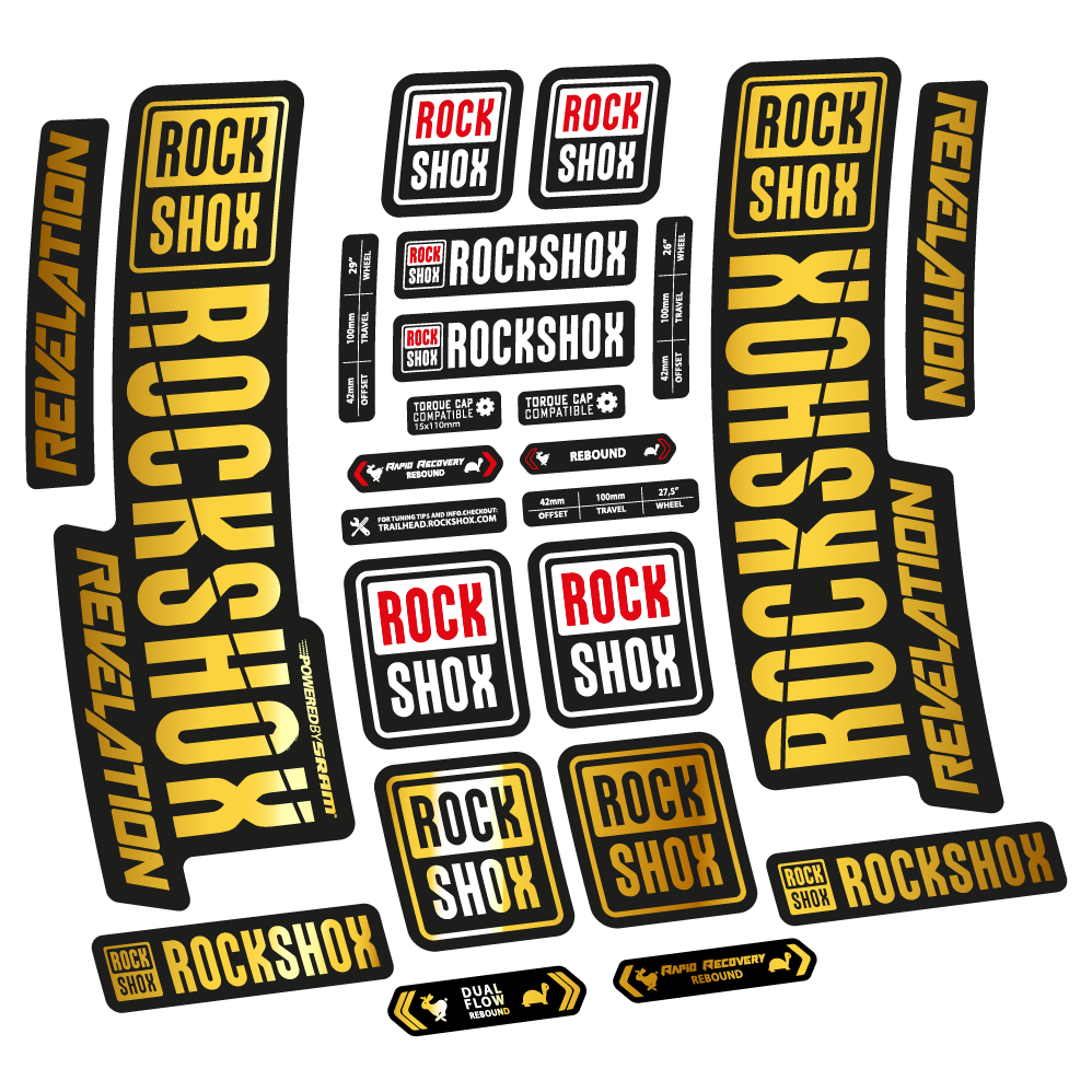 Aufkleber Rock Shox Revelation 2018, Fahrradgabel, Vinyl-Aufkleber