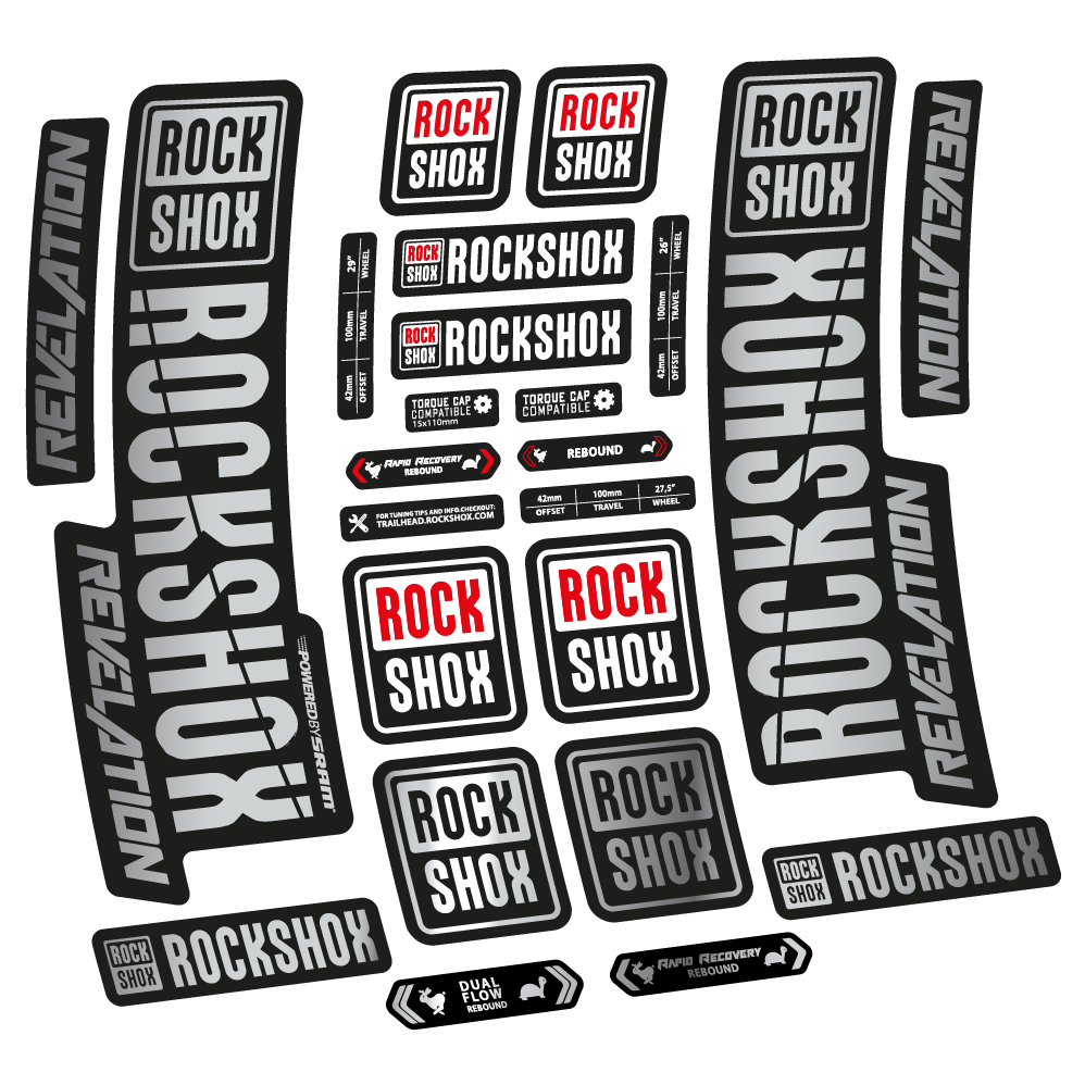 Aufkleber Rock Shox Revelation 2018, Fahrradgabel, Vinyl-Aufkleber