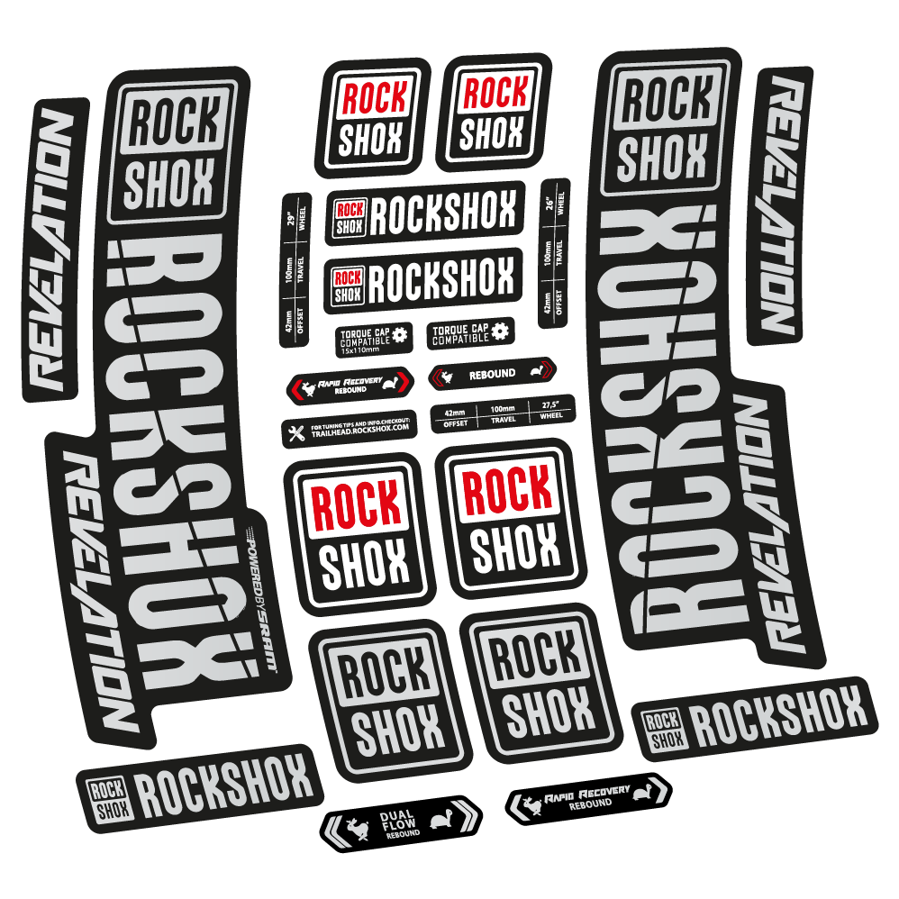 Aufkleber Rock Shox Revelation 2018, Fahrradgabel, Vinyl-Aufkleber