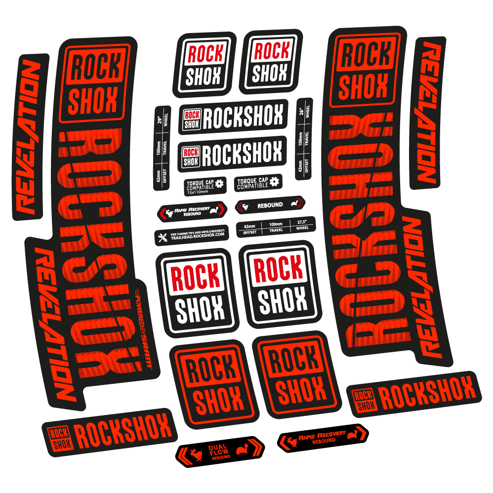 Aufkleber Rock Shox Revelation 2018, Fahrradgabel, Vinyl-Aufkleber