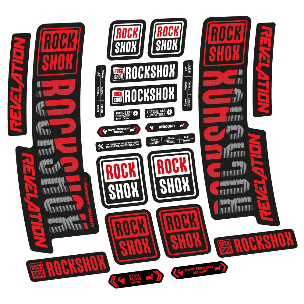 Aufkleber Rock Shox Revelation 2018, Fahrradgabel, Vinyl-Aufkleber