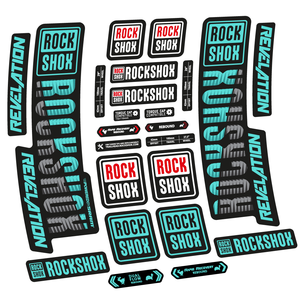 Aufkleber Rock Shox Revelation 2018, Fahrradgabel, Vinyl-Aufkleber