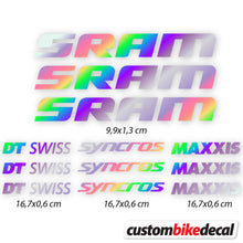 Load image into Gallery viewer, Decal, Sram DT Swiss Syncross Maxxis, Bike Frame Sticker Vinyl
