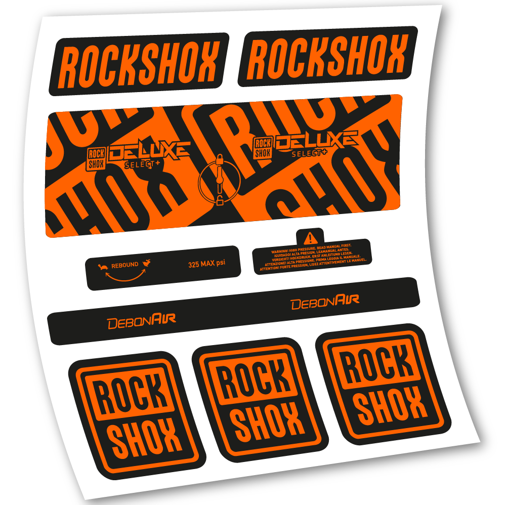 Decal Rock Shox Deluxe Select+, Rear Shox, sticker vinyl