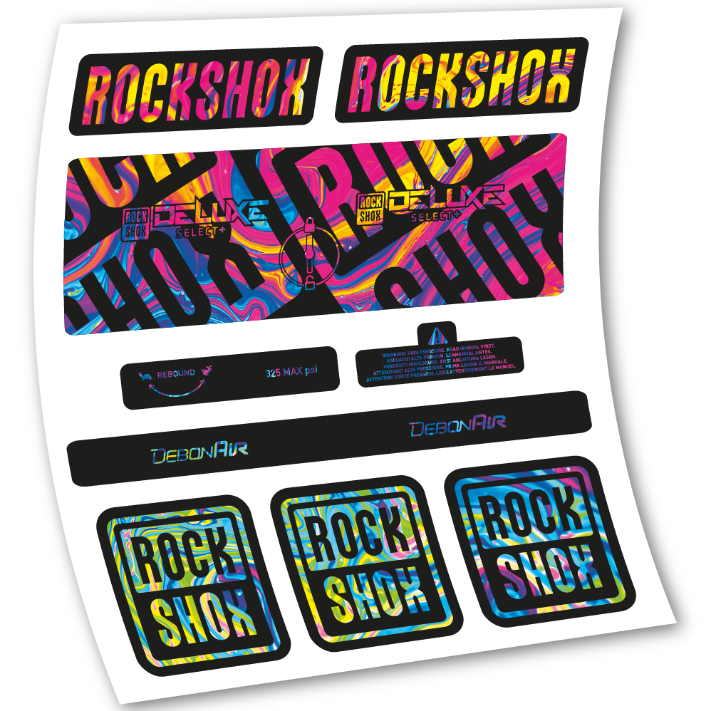 Decal Rock Shox Deluxe Select+, Rear Shox, sticker vinyl