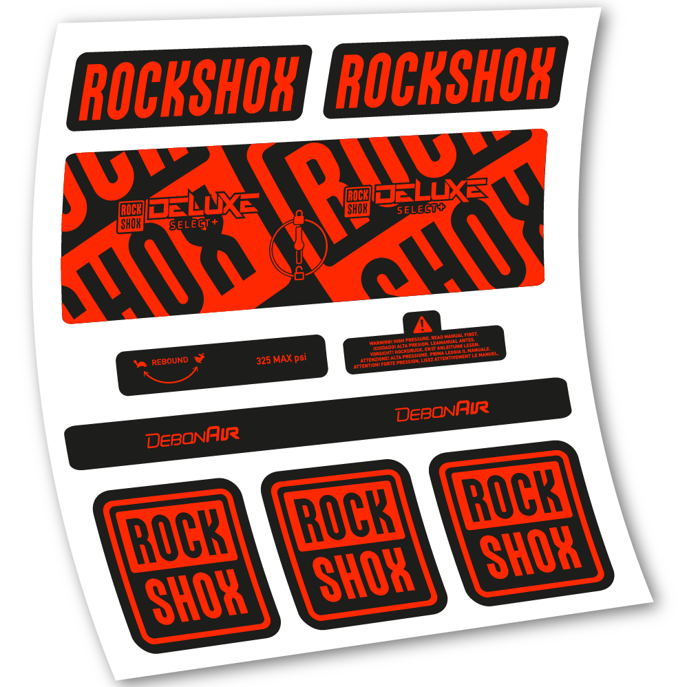 Decal Rock Shox Deluxe Select+, Rear Shox, sticker vinyl