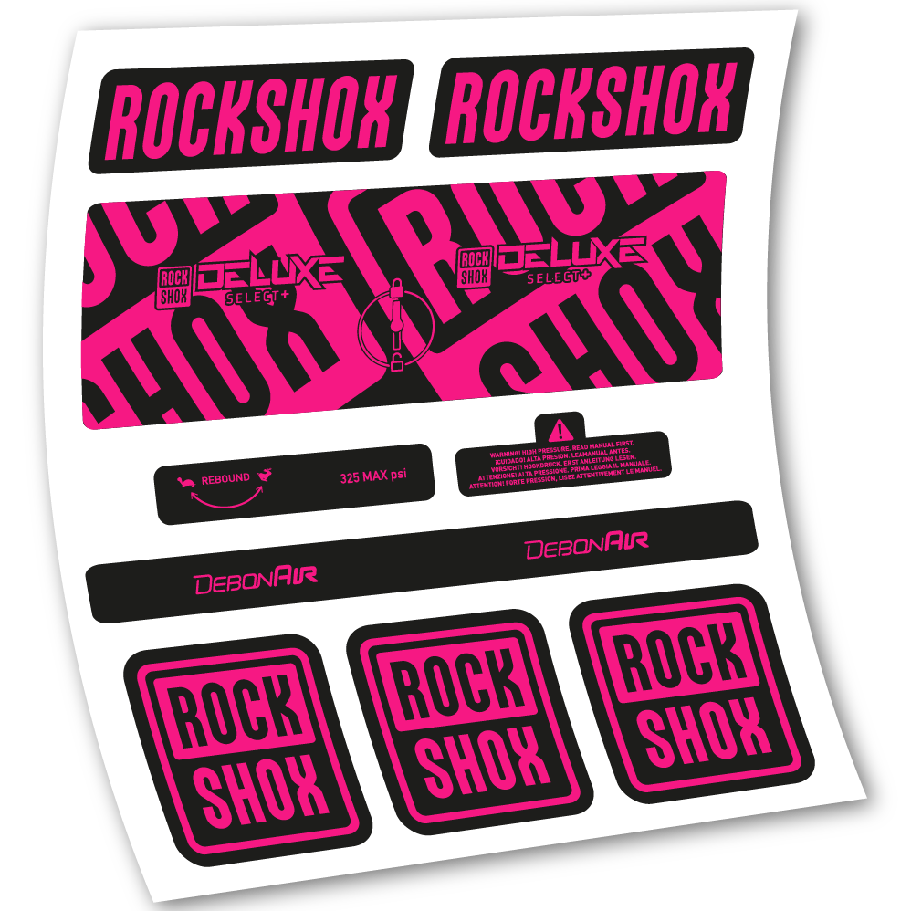 Decal Rock Shox Deluxe Select+, Rear Shox, sticker vinyl