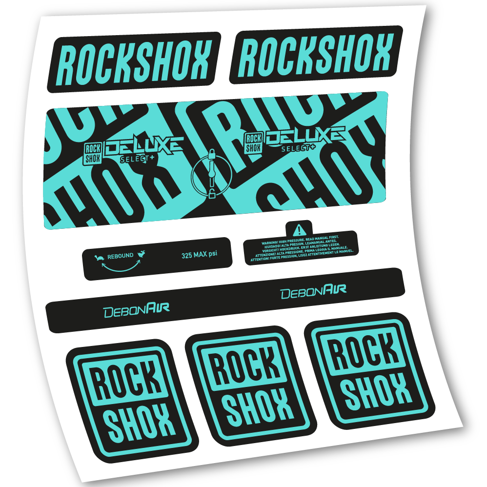 Decal Rock Shox Deluxe Select+, Rear Shox, sticker vinyl